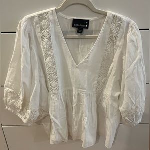 White babydoll puff sleeve blouse. Size large.